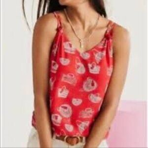 CAbi Nantucket Red Print Camisole Top Size M✨50% Off Bundles 3+